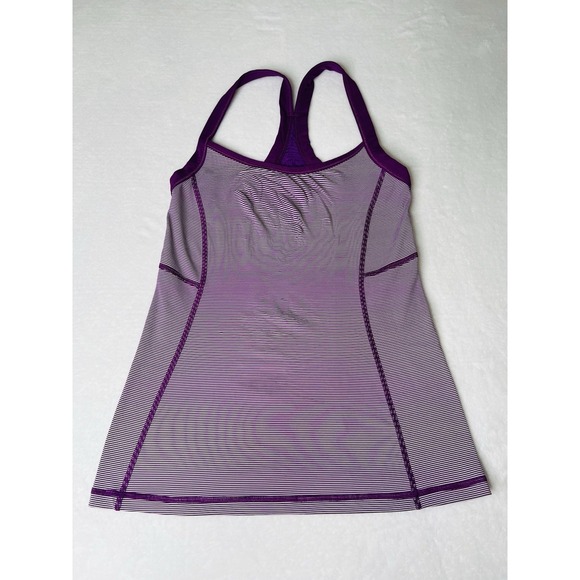 Lululemon Womens Activewear Sporty‎ Workout Racerback Purple Striped Tank Size 4 - Picture 1 of 5